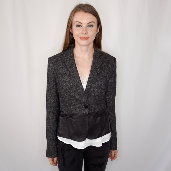 Theory Jackets & Blazers - THEORY Camberley Tweed Jacket w Leather Panels 420